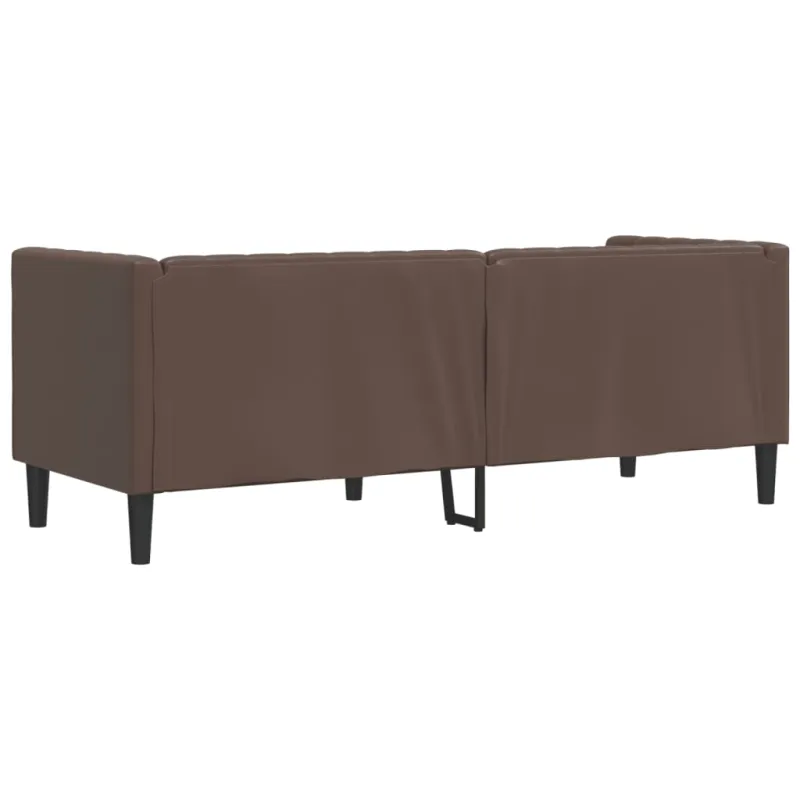 Trivietė chesterfield sofa, rudos spalvos, dirbtinė oda