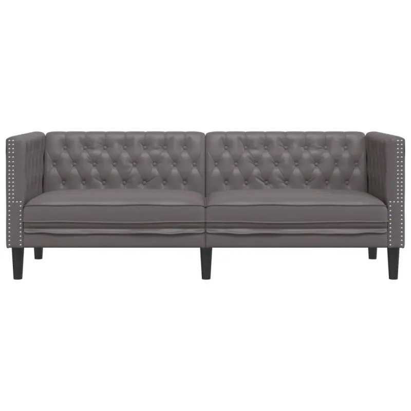 Trivietė chesterfield sofa, pilkos spalvos, dirbtinė oda