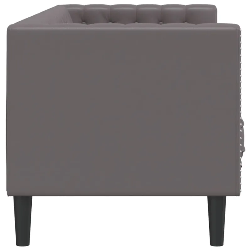 Trivietė chesterfield sofa, pilkos spalvos, dirbtinė oda