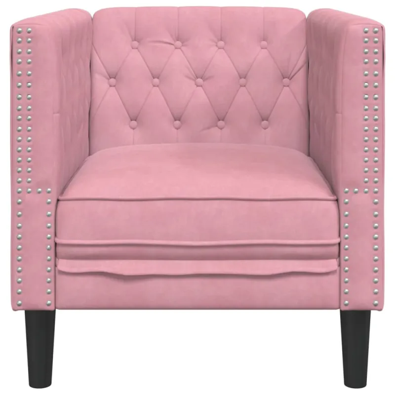 Chesterfield krėslas, rožinės spalvos, aksomas