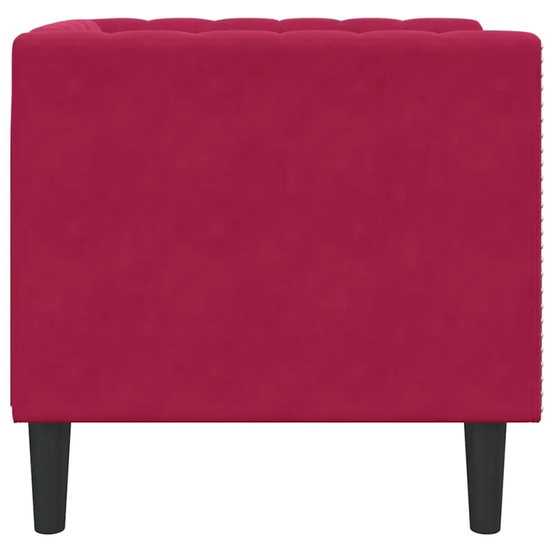 Chesterfield krėslas, raudonojo vyno spalvos, aksomas