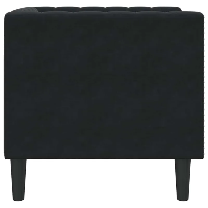 Chesterfield krėslas, juodos spalvos, aksomas