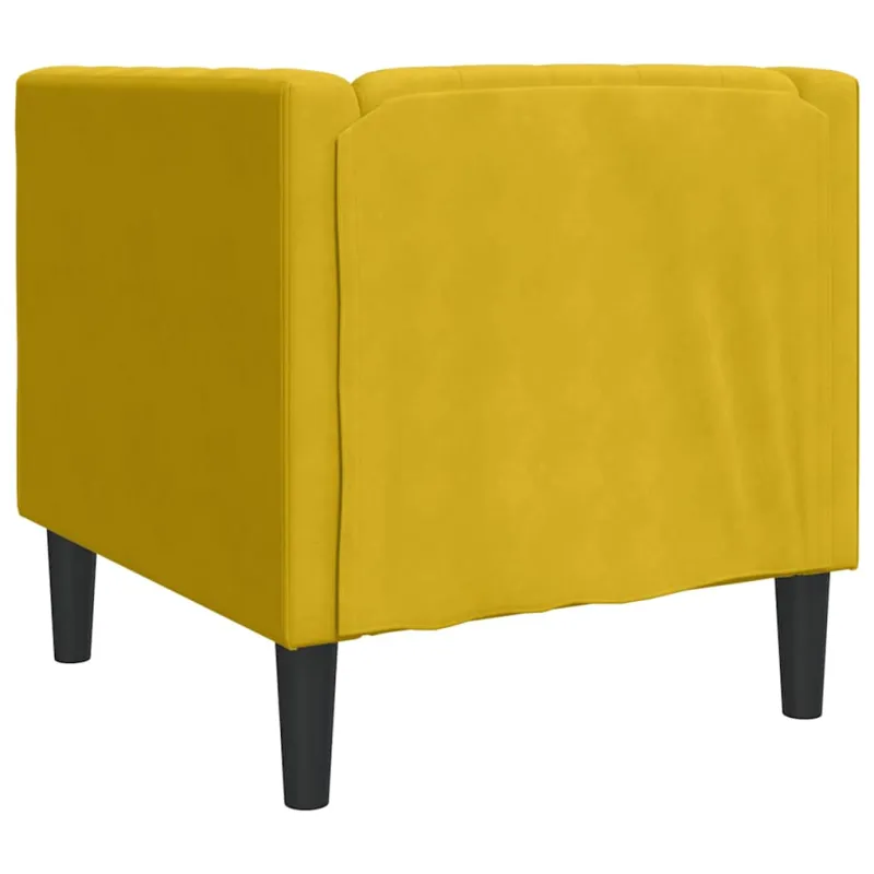 Chesterfield krėslas, geltonos spalvos, aksomas