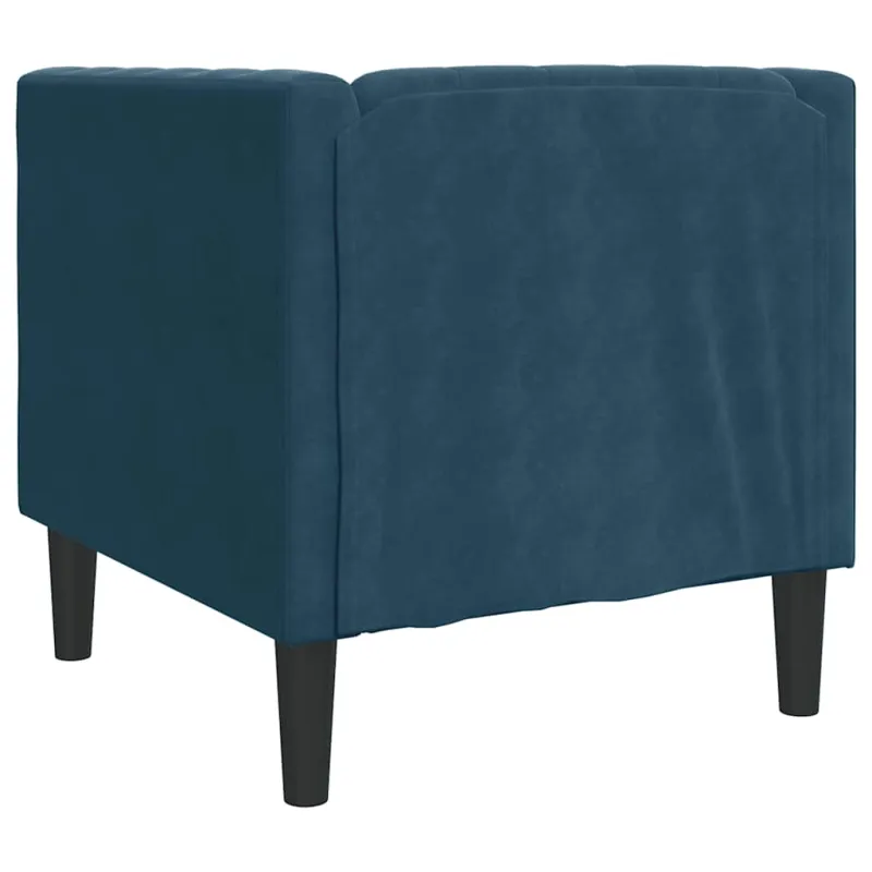 Chesterfield krėslas, mėlynos spalvos, aksomas