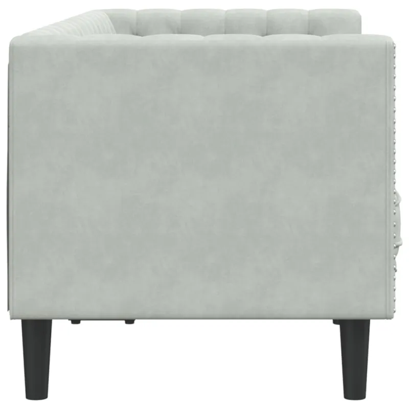 Dvivietė chesterfield sofa su pagalvėlėmis, pilka, aksomas