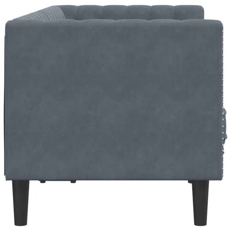 Dvivietė chesterfield sofa su pagalvėlėmis, pilka, aksomas