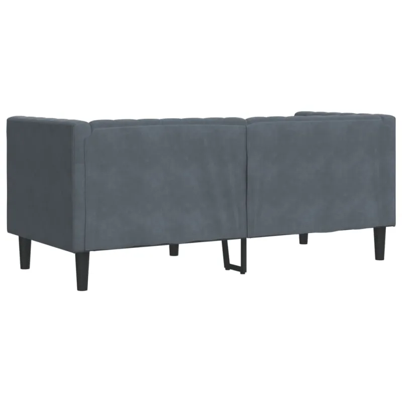 Dvivietė chesterfield sofa su pagalvėlėmis, pilka, aksomas