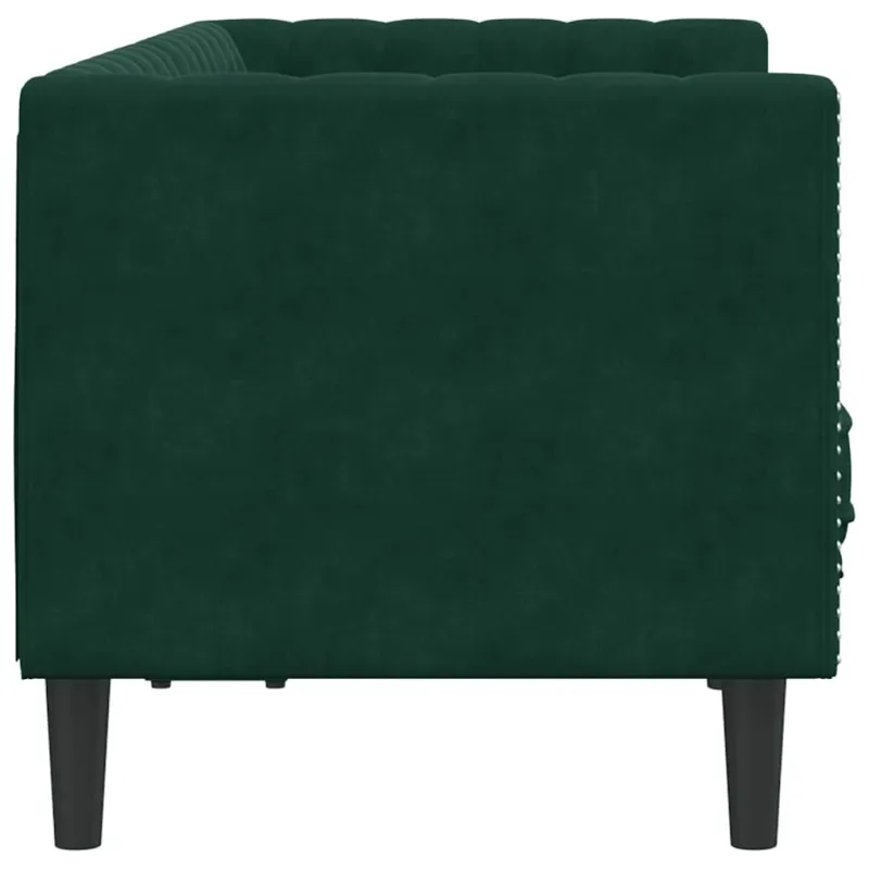 Dvivietė chesterfield sofa su pagalvėlėmis, žalia, aksomas