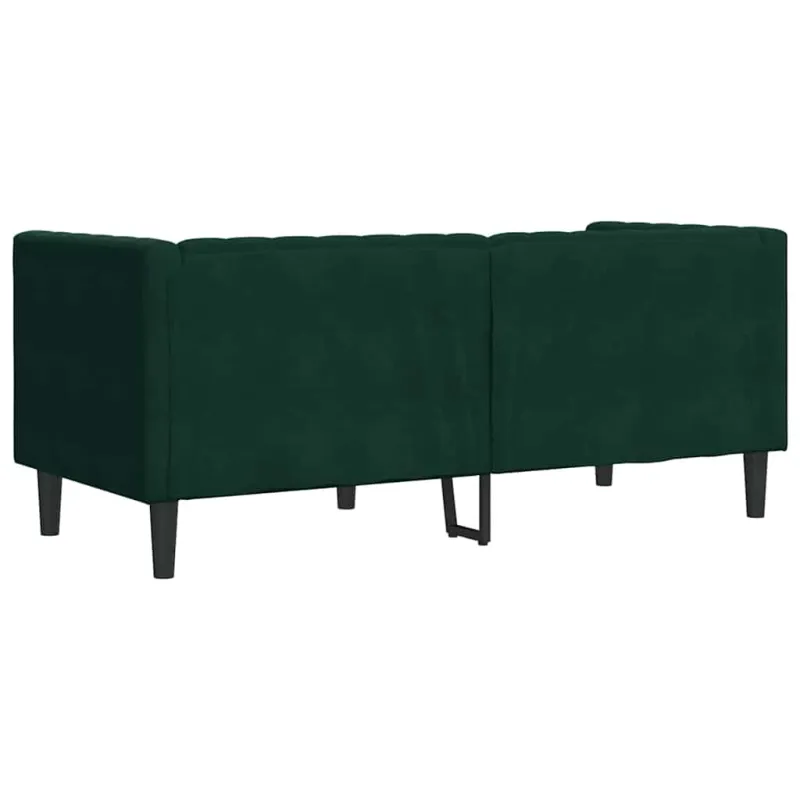 Dvivietė chesterfield sofa su pagalvėlėmis, žalia, aksomas