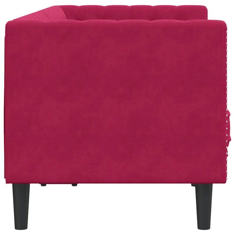 Dvivietė chesterfield sofa su pagalvėlėmis, raudona, aksomas