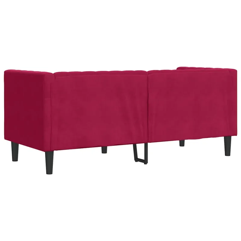 Dvivietė chesterfield sofa su pagalvėlėmis, raudona, aksomas