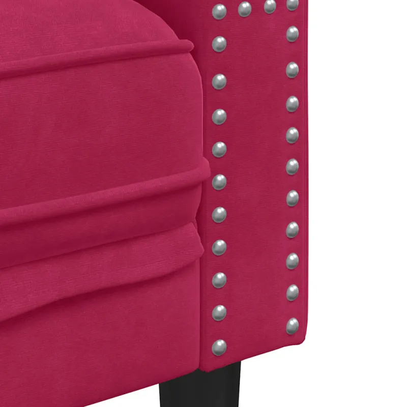 Dvivietė chesterfield sofa su pagalvėlėmis, raudona, aksomas