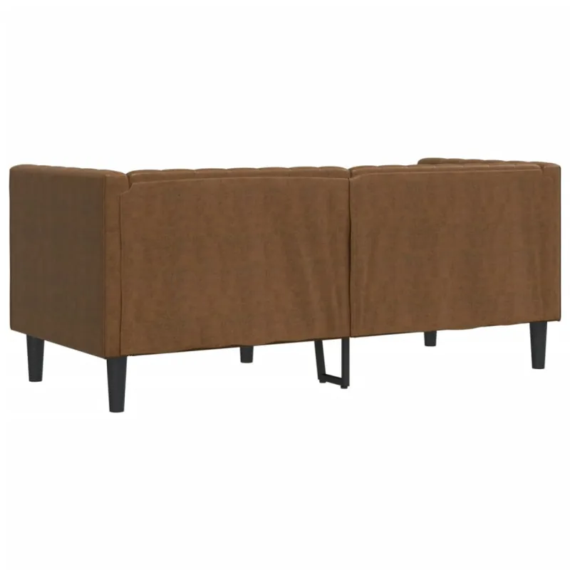 Dvivietė chesterfield sofa su pagalvėlėmis, ruda, dirbtinė oda