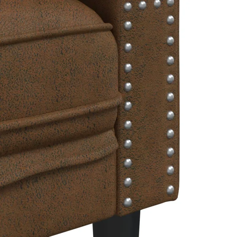 Dvivietė chesterfield sofa su pagalvėlėmis, ruda, dirbtinė oda