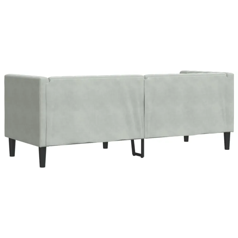 Trivietė chesterfield sofa su pagalvėlėmis, pilka, aksomas