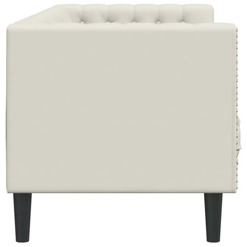 Trivietė chesterfield sofa su pagalvėlėmis, kreminė, aksomas