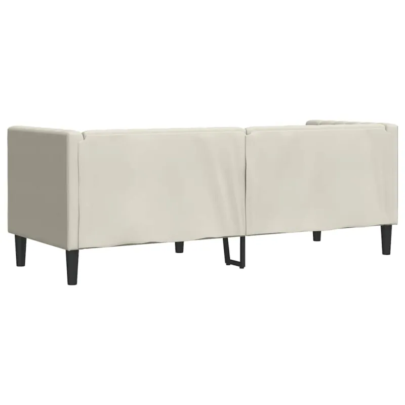 Trivietė chesterfield sofa su pagalvėlėmis, kreminė, aksomas