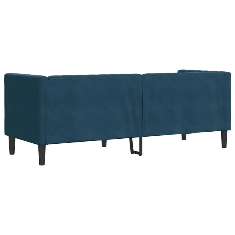 Dvivietė chesterfield sofa su pagalvėlėmis, mėlyna, aksomas