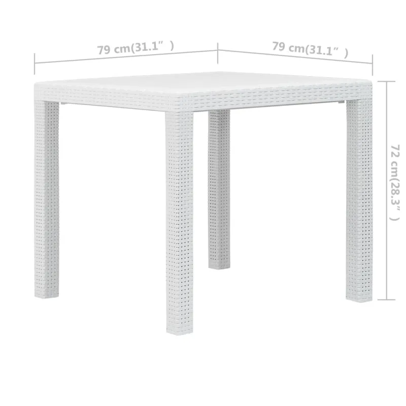 Bistrokalustekoko, 3d., valkoinen väri, rattaan jäljitelmä