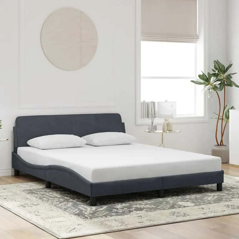 Lovos rėmas, Dover, tamsiai pilkas, 160x200cm, aksomas