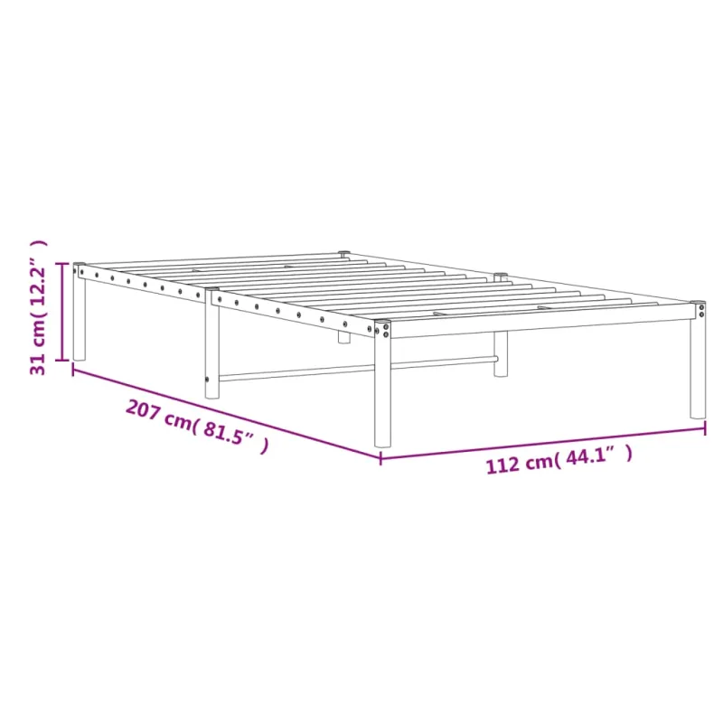 Metalinis lovos rėmas, baltos spalvos, 107x203 cm