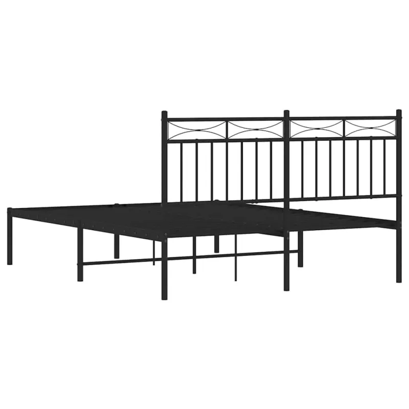Metalinis lovos rėmas su galvūgaliu, juodos spalvos, 135x190cm