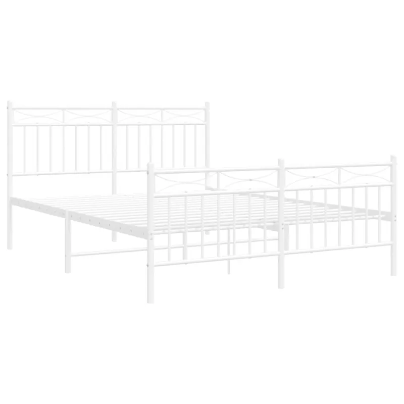 Lovos rėmas su galvūgaliu/kojūgaliu, baltas, 135x190cm, metalas