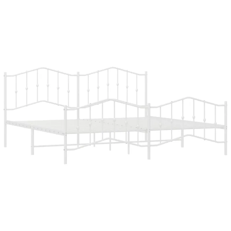 Lovos rėmas su galvūgaliu/kojūgaliu, baltas, 200x200cm, metalas