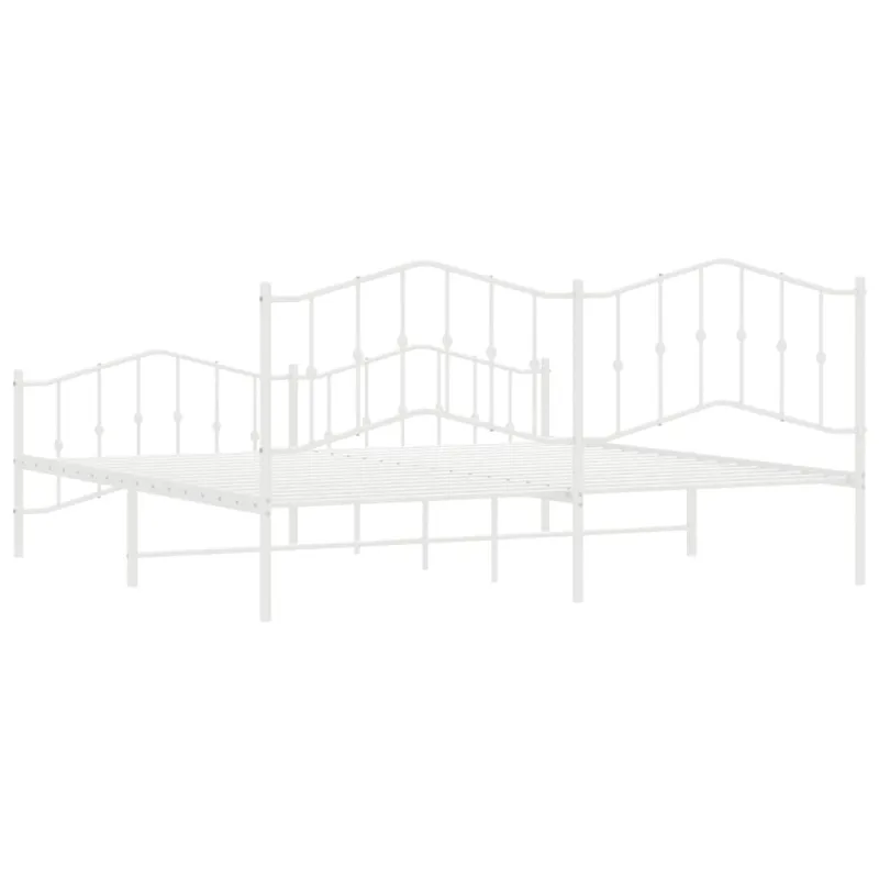Lovos rėmas su galvūgaliu/kojūgaliu, baltas, 200x200cm, metalas