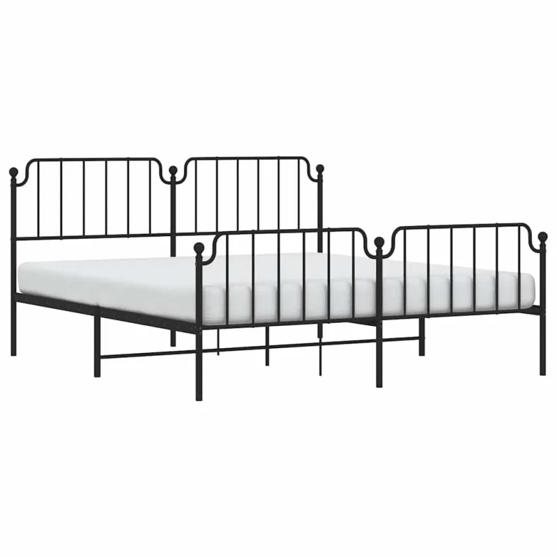 Lovos rėmas su galvūgaliu/kojūgaliu, juodas, 183x213cm, metalas