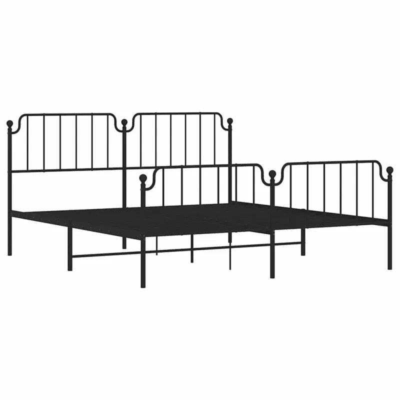 Lovos rėmas su galvūgaliu/kojūgaliu, juodas, 183x213cm, metalas