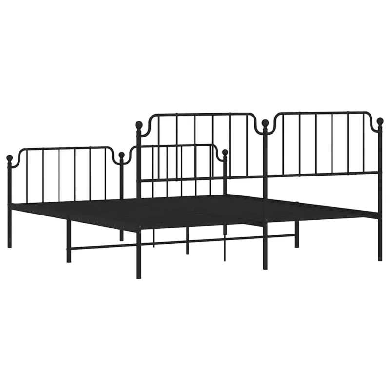 Lovos rėmas su galvūgaliu/kojūgaliu, juodas, 183x213cm, metalas