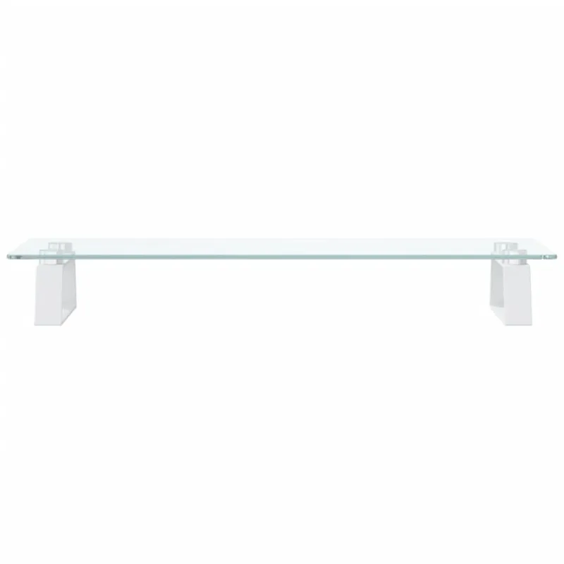 Monitoriaus stovas, baltas, 60x20x8cm, stiklas ir metalas