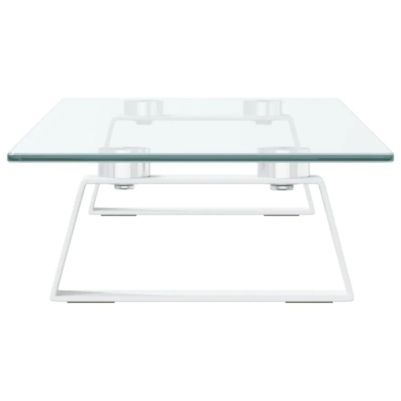 Monitoriaus stovas, baltas, 60x20x8cm, stiklas ir metalas