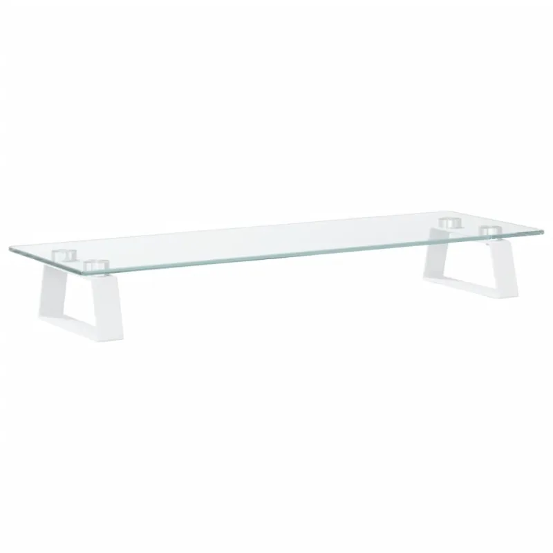 Monitoriaus stovas, baltas, 60x20x8cm, stiklas ir metalas