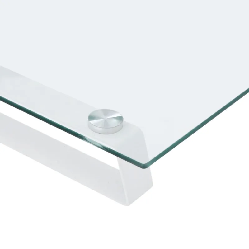 Monitoriaus stovas, baltas, 60x20x8cm, stiklas ir metalas