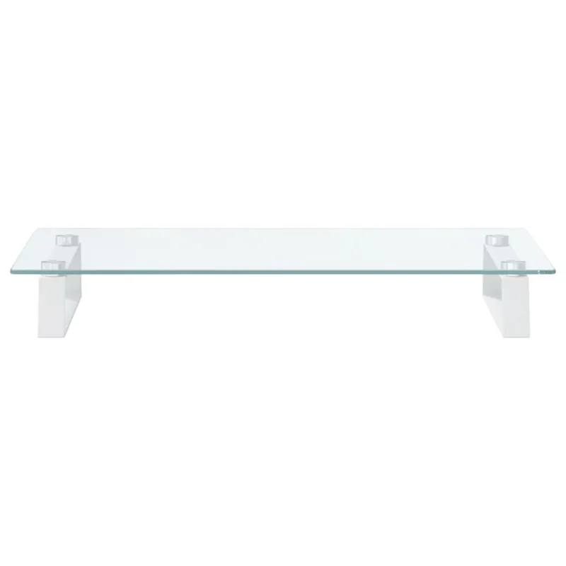 Monitoriaus stovas, baltas, 60x35x8 cm, stiklas ir metalas