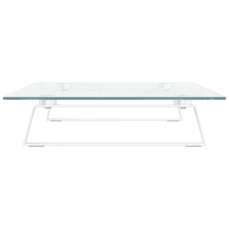 Monitoriaus stovas, baltas, 60x35x8 cm, stiklas ir metalas
