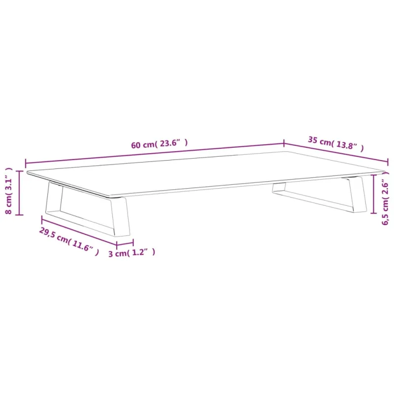 Monitoriaus stovas, juodas, 60x35x8cm, stiklas ir metalas