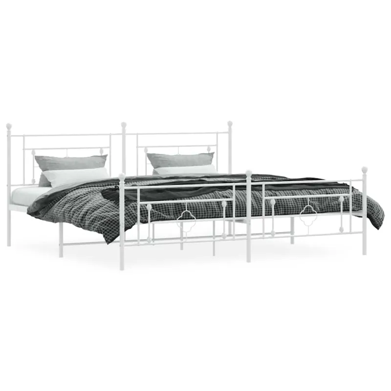 Lovos rėmas su galvūgaliu/kojūgaliu, baltas, 193x203cm, metalas
