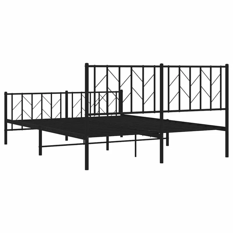 Lovos rėmas su galvūgaliu/kojūgaliu, juodas, 150x200cm, metalas