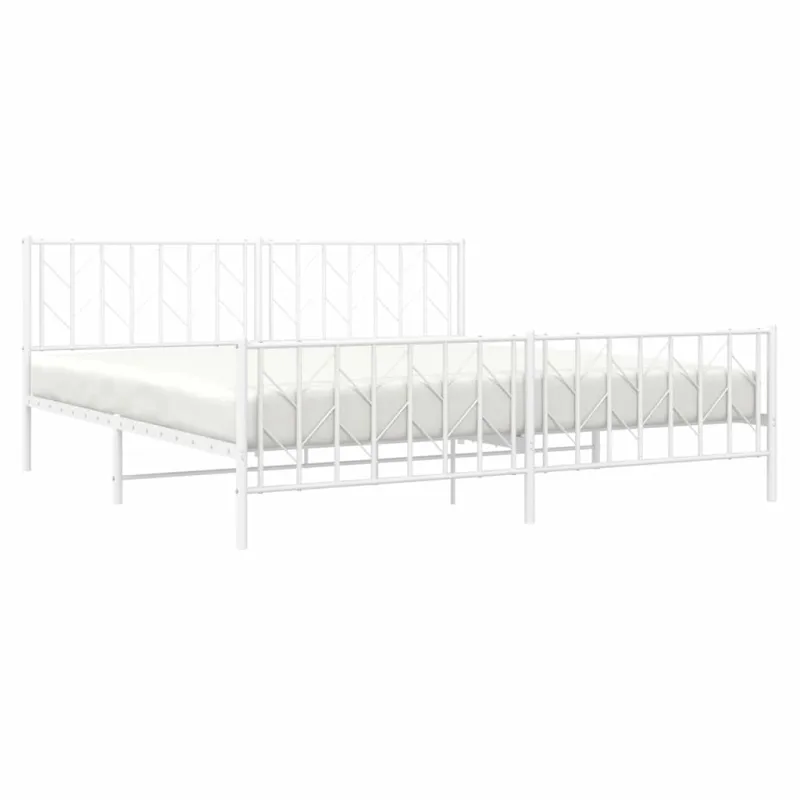 Lovos rėmas su galvūgaliu/kojūgaliu, baltas, 193x203cm, metalas