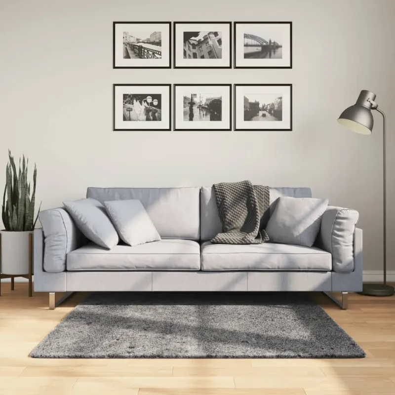 Kilimas HUARTE, antracito, 120x120 cm, trumpi šereliai