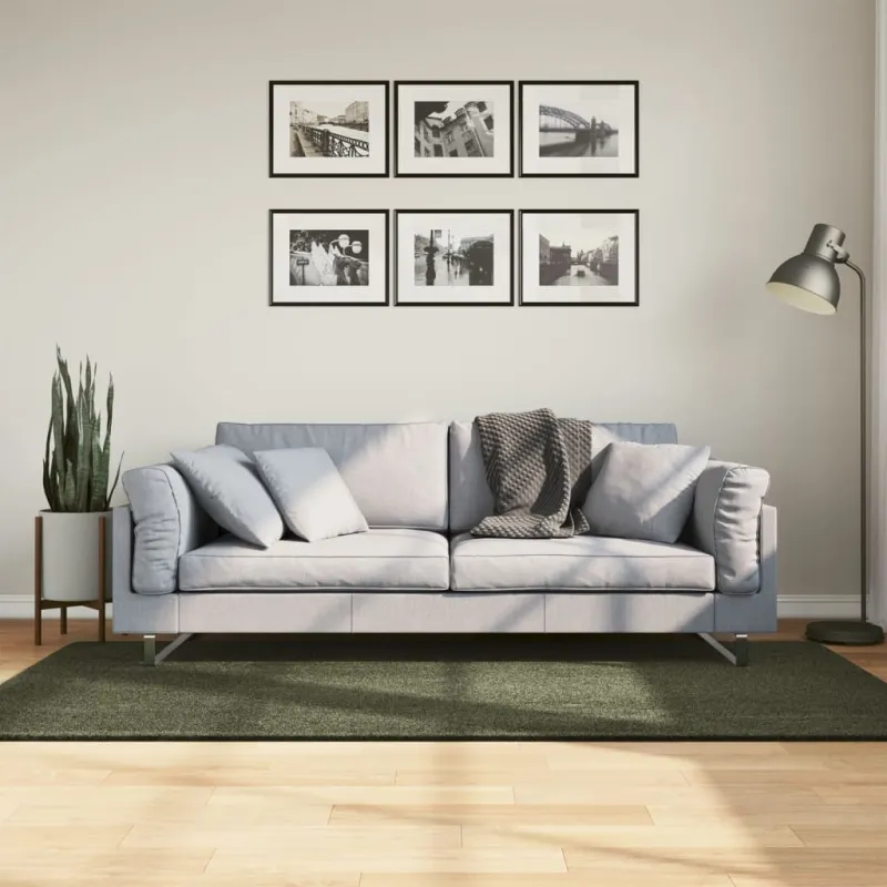 Kilimas HUARTE, miško žalios spalvos, 100x200cm trumpi šereliai