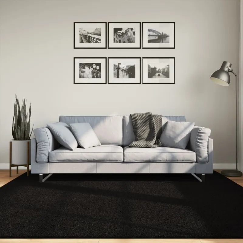 Kilimas HUARTE, juodas, 200x200cm, trumpi šereliai