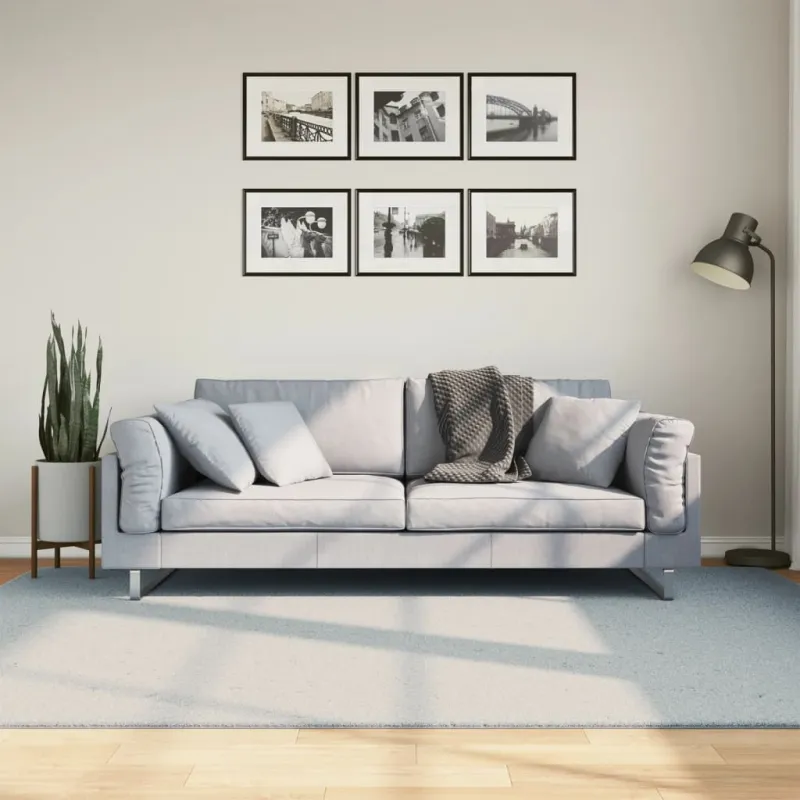 Kilimas HUARTE, mėlynos spalvos, 160x230cm, trumpi šereliai