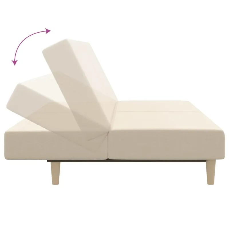 Dvivietė sofa-lova, kreminės spalvos, audinys