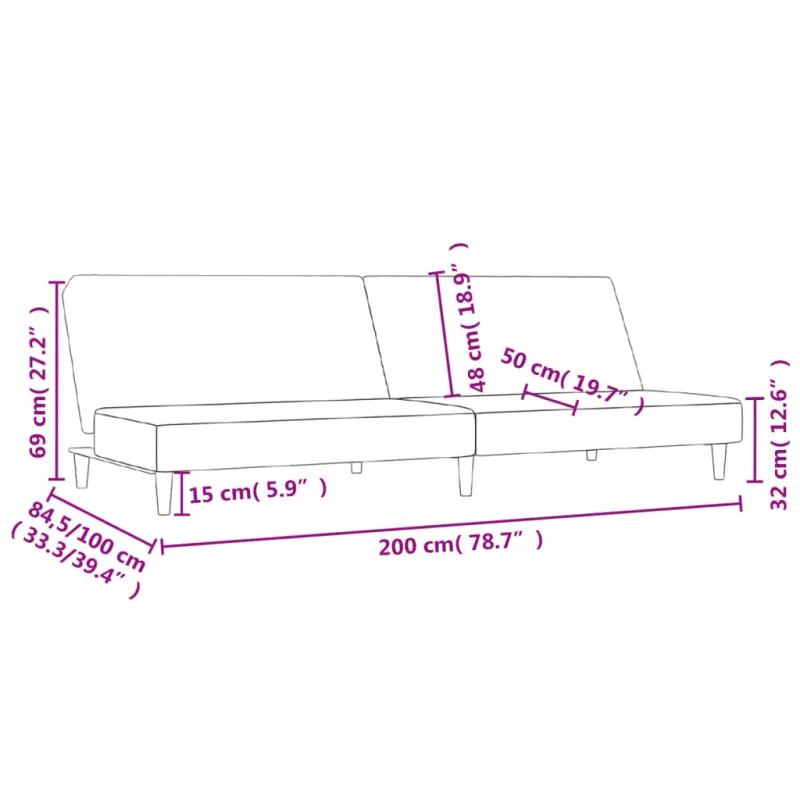 Dvivietė sofa-lova, kreminės spalvos, audinys