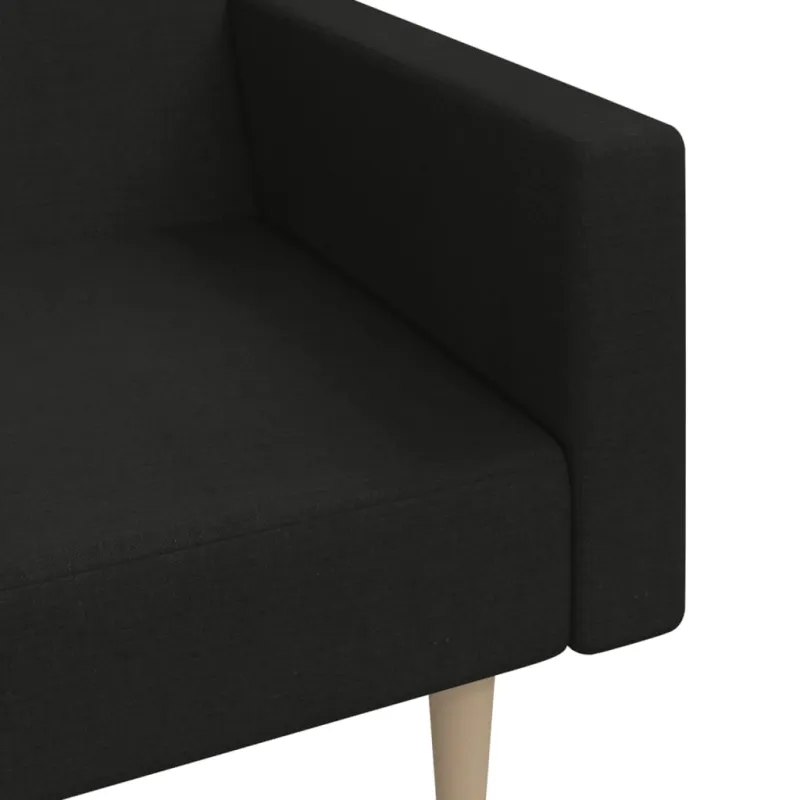 Dvivietė sofa-lova, juodos spalvos, audinys