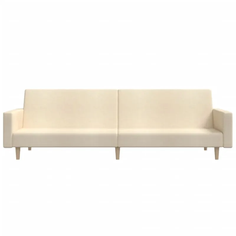 Dvivietė sofa-lova, kreminės spalvos, audinys